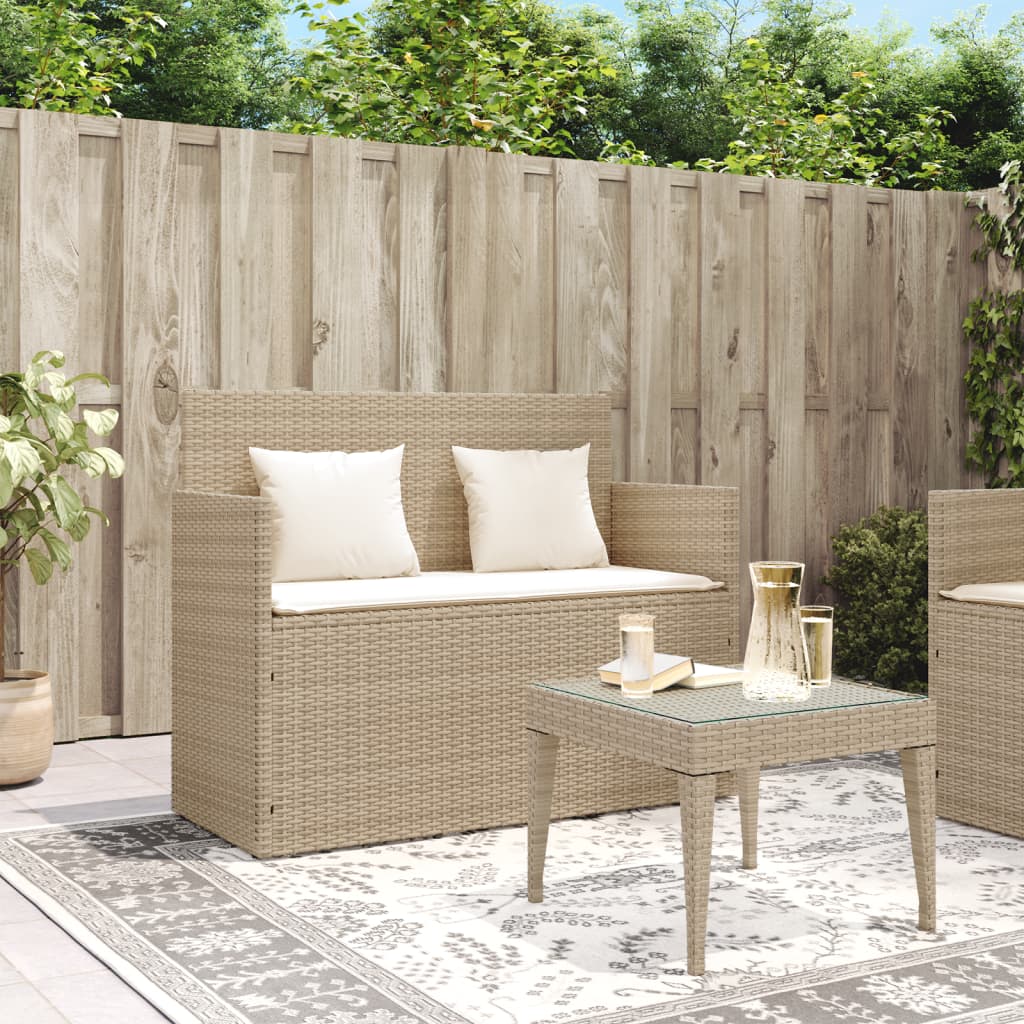 Tuinbank met kussens poly rattan