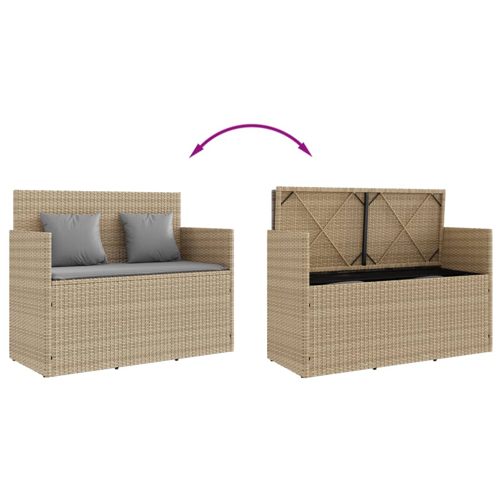 Tuinbank met kussens poly rattan