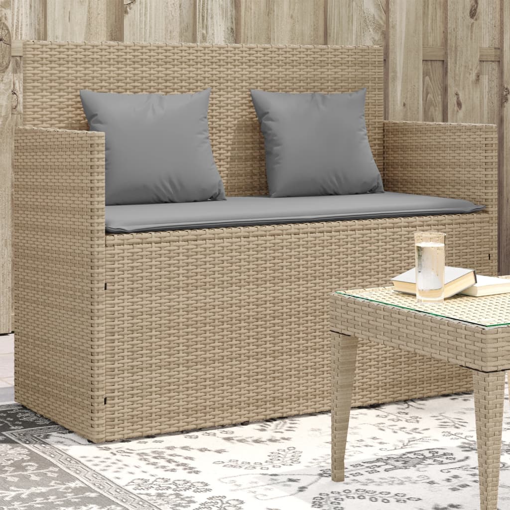 Tuinbank met kussens poly rattan