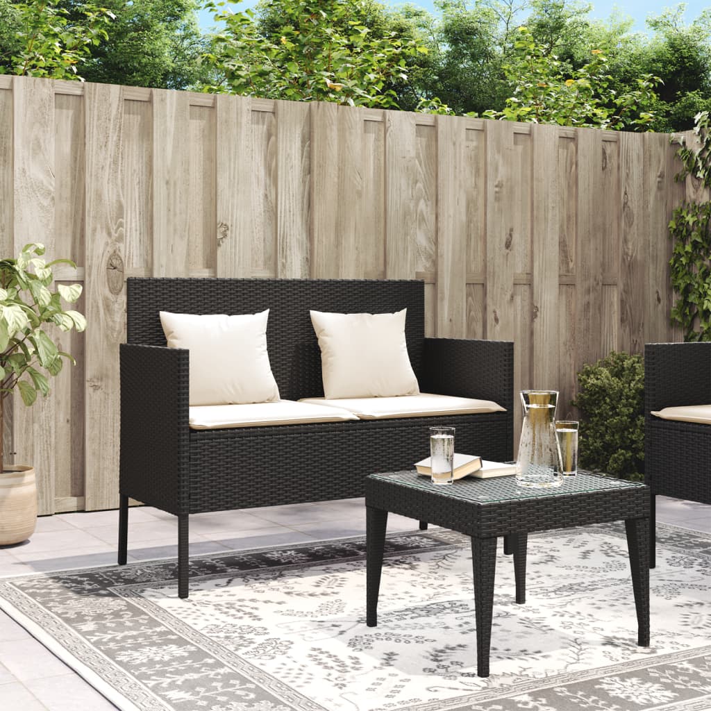 Tuinbank met kussens poly rattan