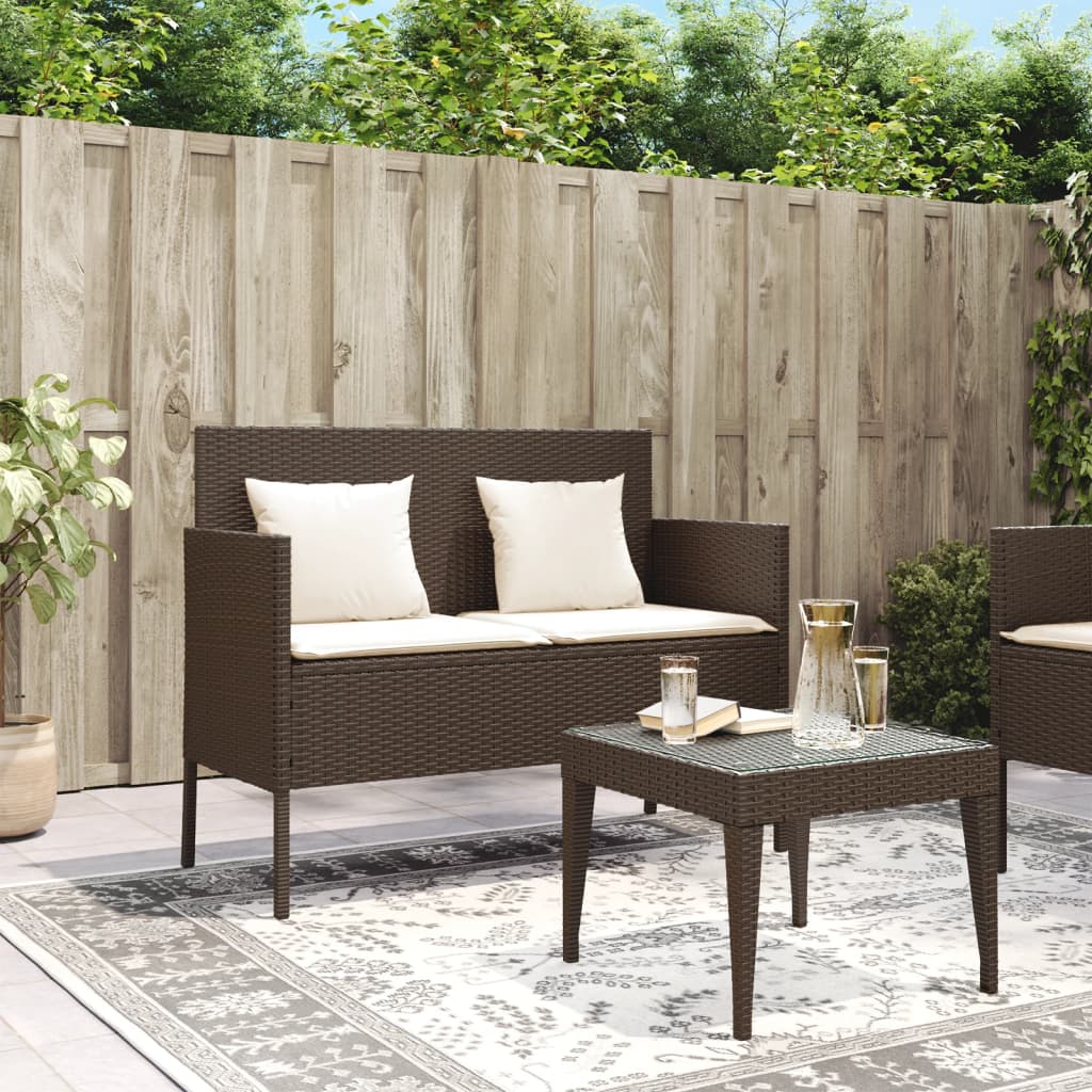 Tuinbank met kussens poly rattan