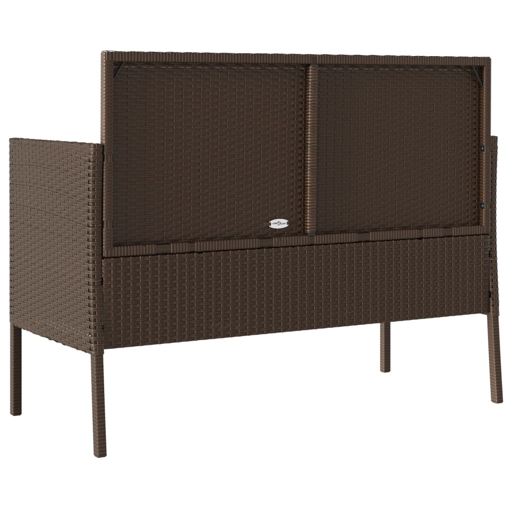 Tuinbank met kussens poly rattan