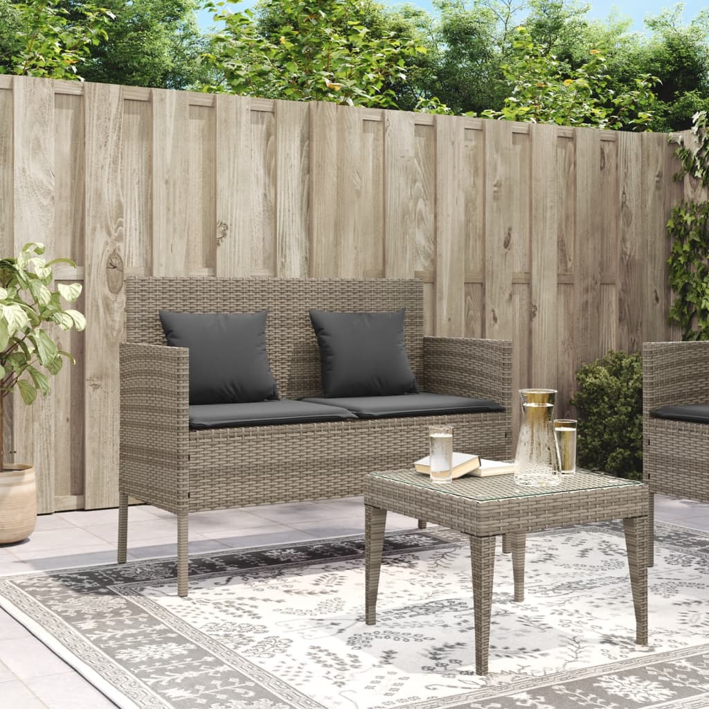 Tuinbank met kussens poly rattan