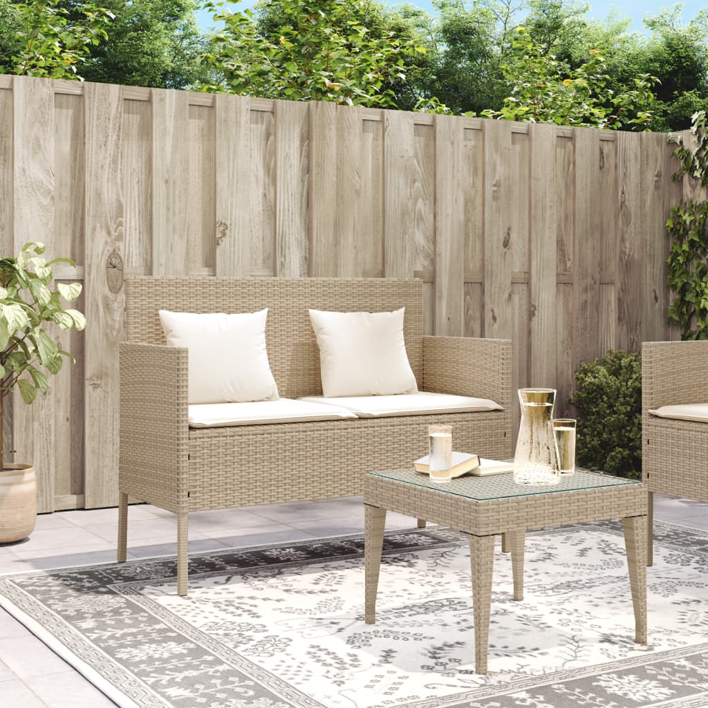 Tuinbank met kussens poly rattan