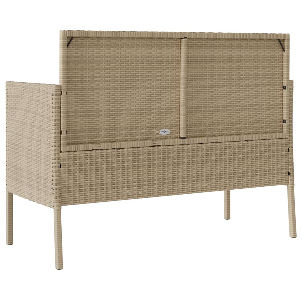 Tuinbank met kussens poly rattan