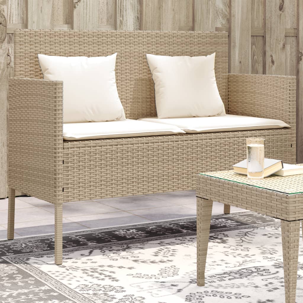 Tuinbank met kussens poly rattan