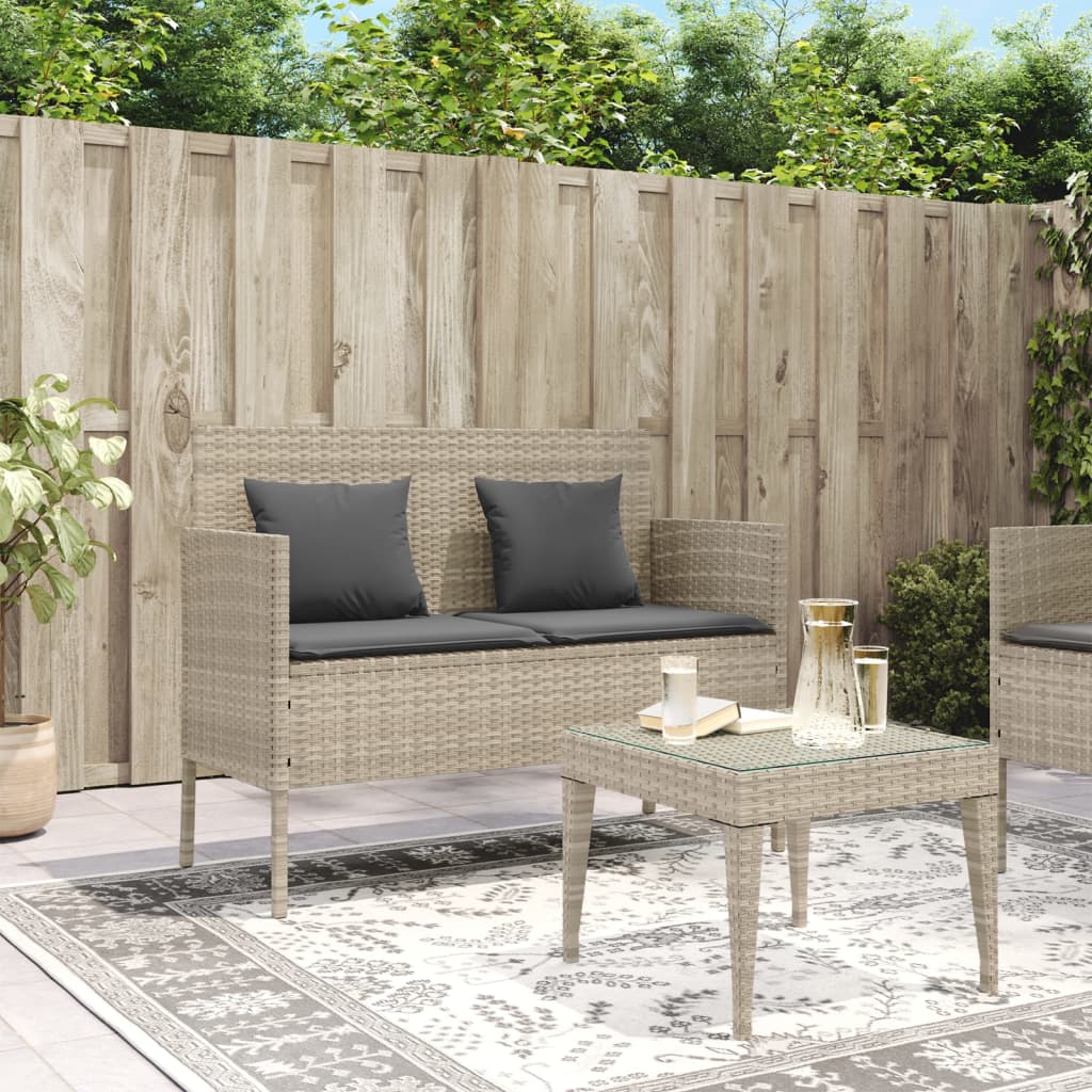 Tuinbank met kussens poly rattan