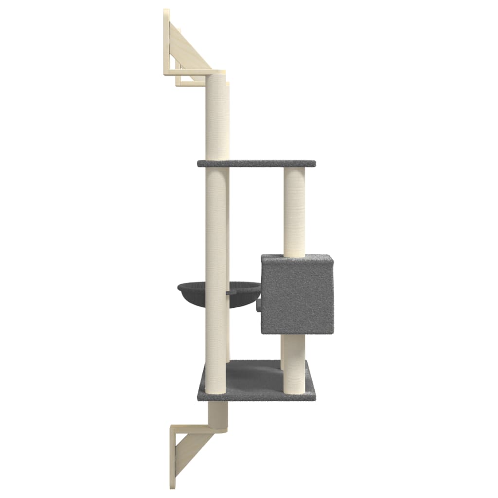 Kattenmeubel wandgemonteerd met krabpaal 153 cm