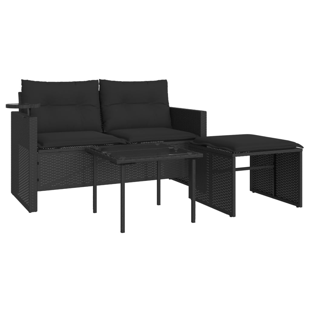 3-delige Loungeset met kussens poly rattan