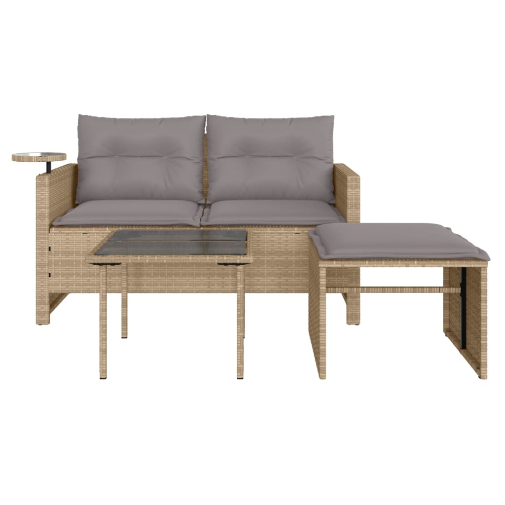 3-delige Loungeset met kussens poly rattan