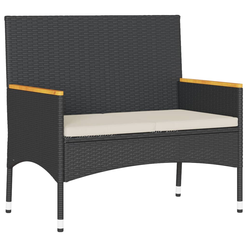 Tuinbank 2-zits met kussens en tafel poly rattan