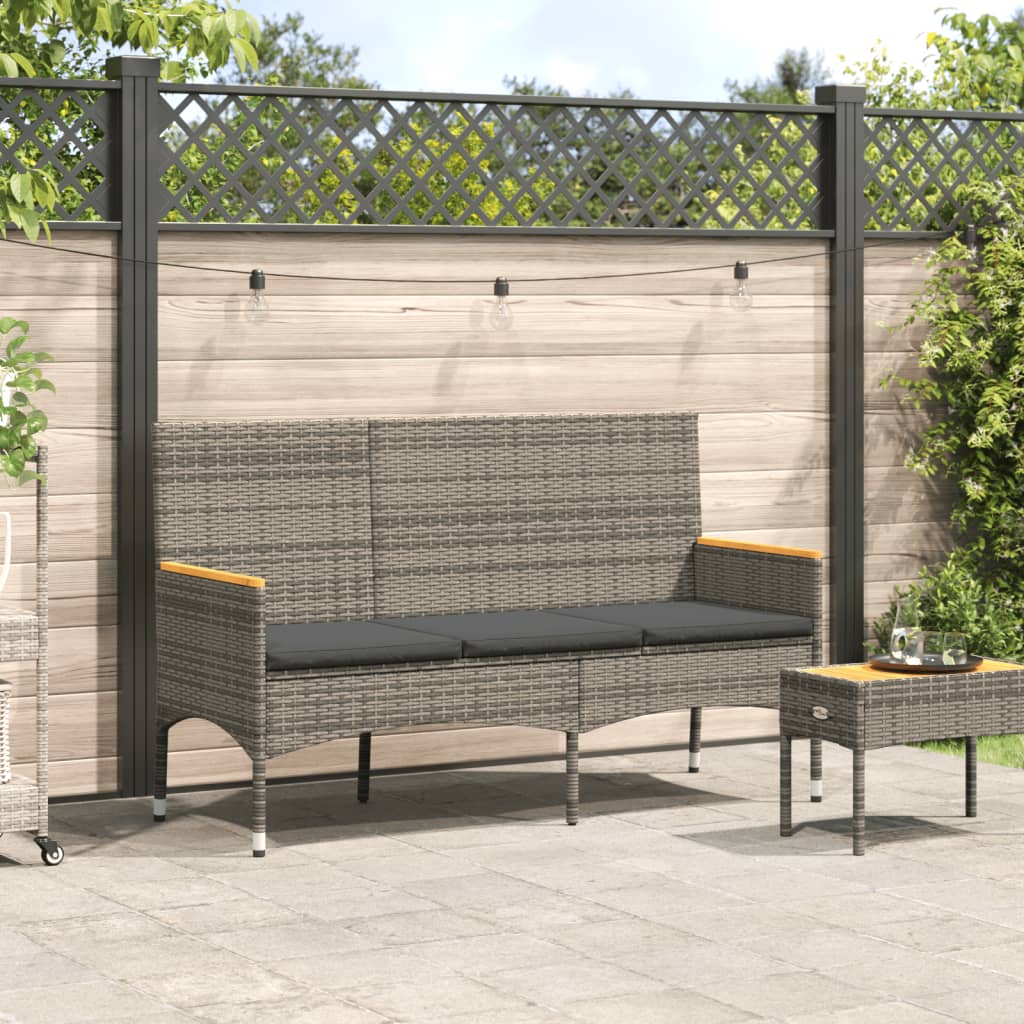 Tuinbank 3-zits met kussens poly rattan