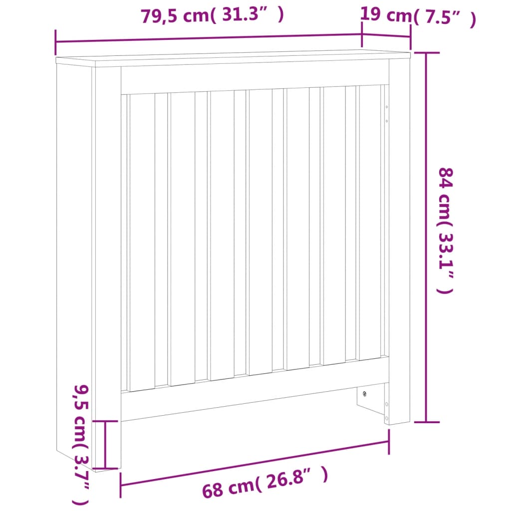 Radiatorombouw 169x19x84 cm massief grenenhout