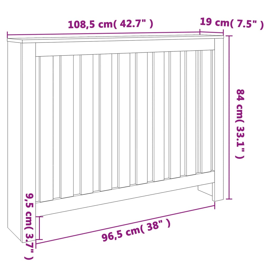 Radiatorombouw 108,5x19x84 cm massief grenenhout