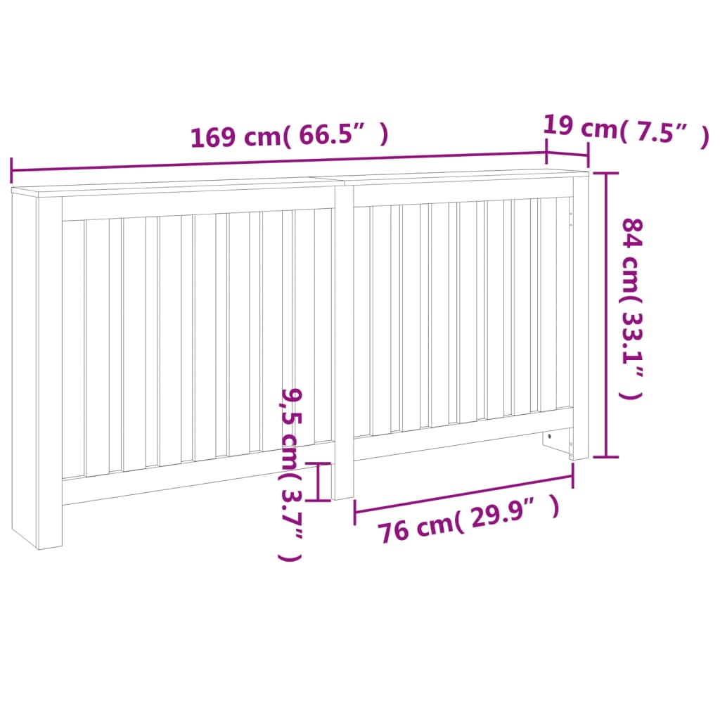 Radiatorombouw 108,5x19x84 cm massief grenenhout