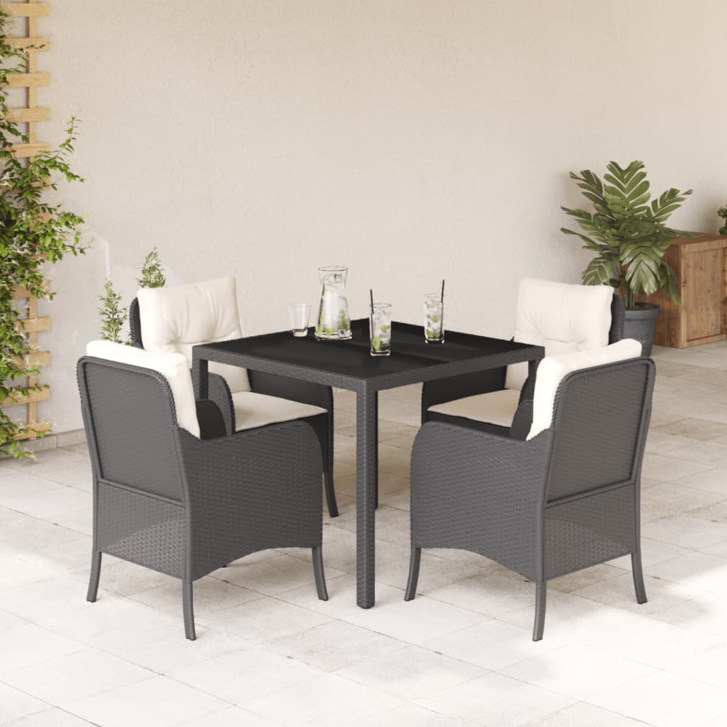 3-delige Tuinset met kussens poly rattan