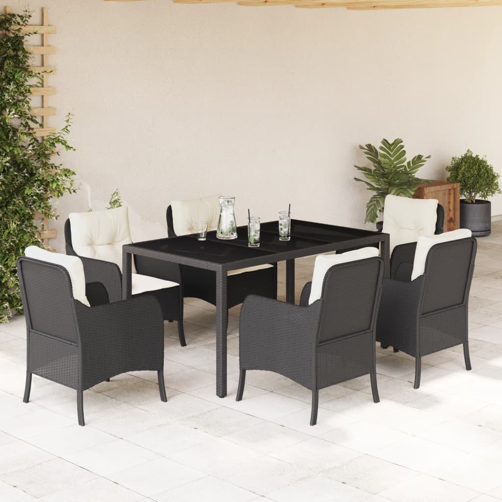 3-delige Tuinset met kussens poly rattan