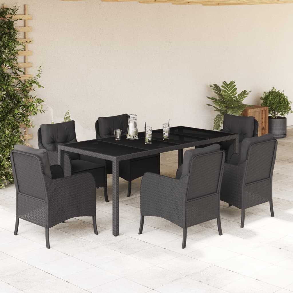 3-delige Tuinset met kussens poly rattan