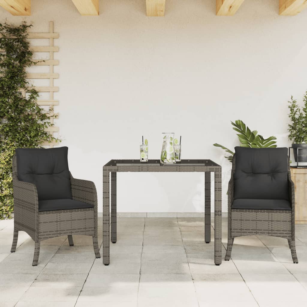 3-delige Tuinset met kussens poly rattan