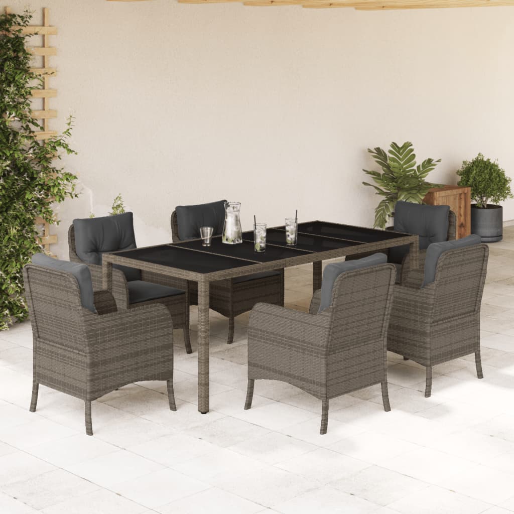 3-delige Tuinset met kussens poly rattan