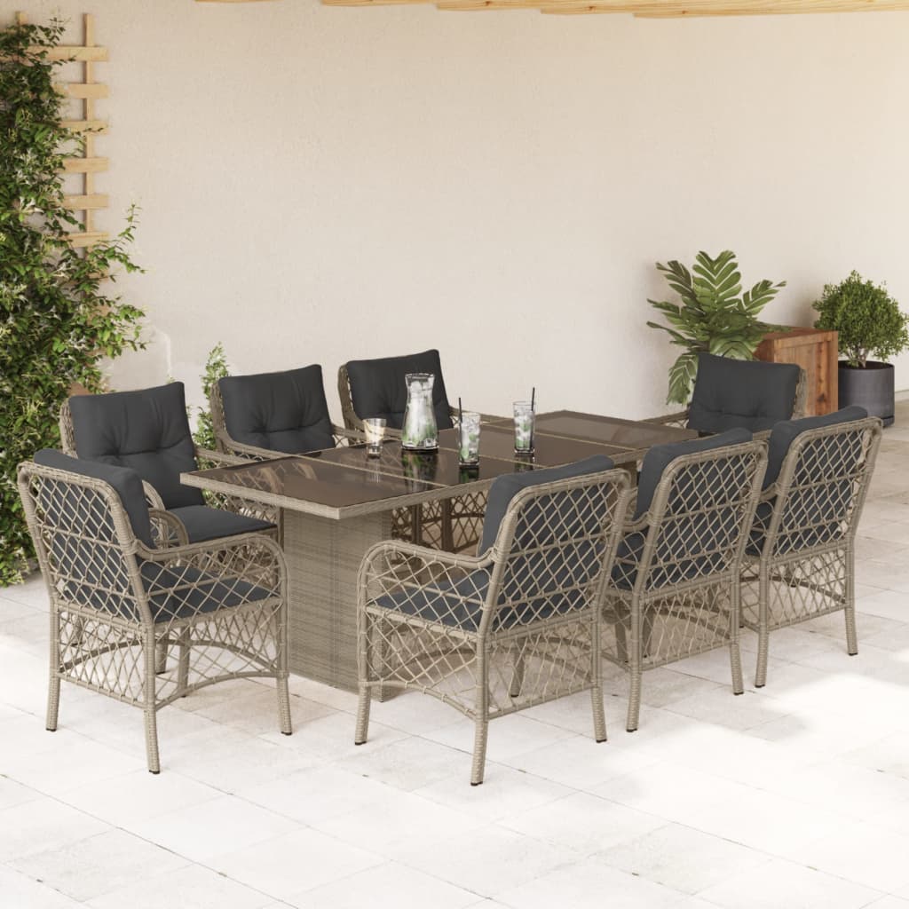 9-delige Tuinset met kussens poly rattan