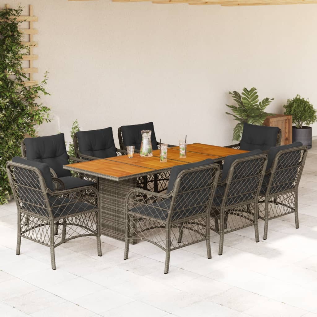 9-delige Tuinset met kussens poly rattan