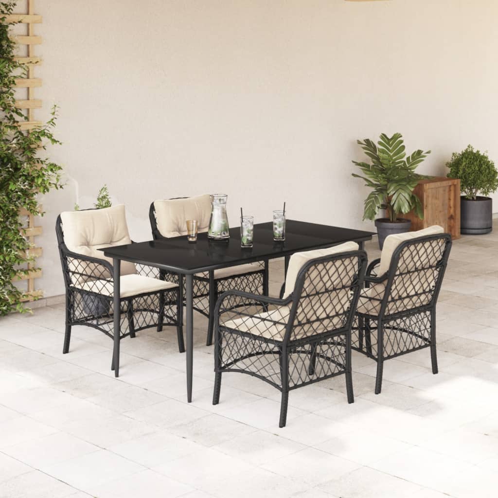 9-delige Tuinset poly rattan zwart