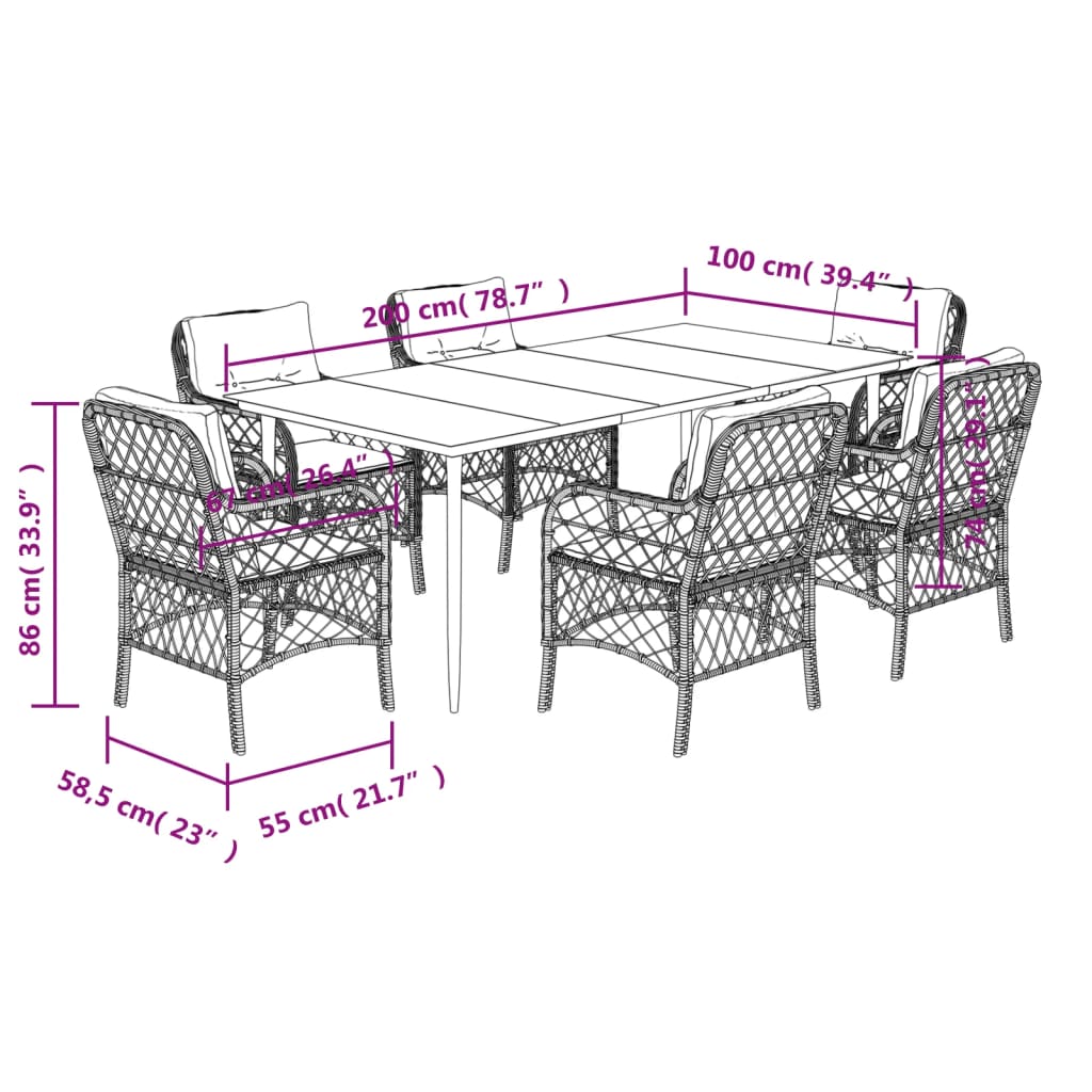 9-delige Tuinset poly rattan zwart