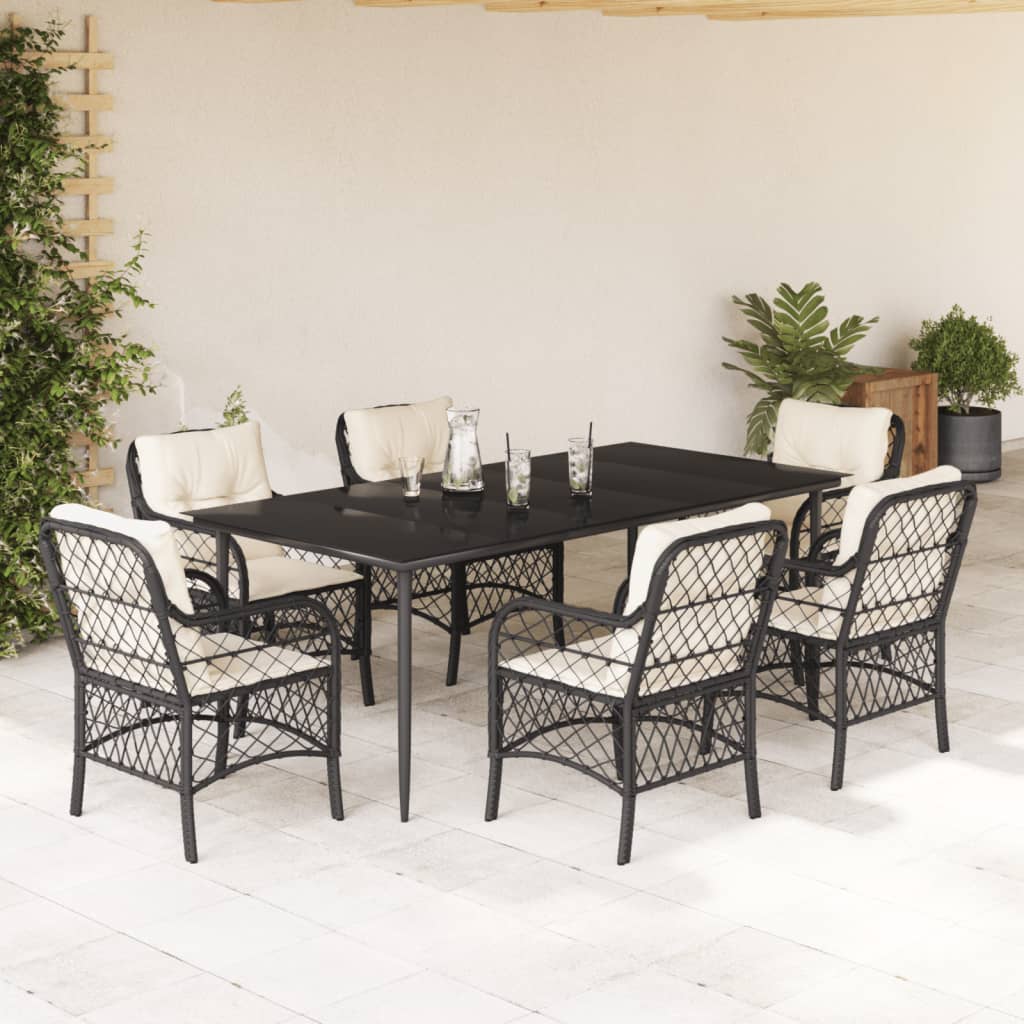 9-delige Tuinset poly rattan zwart