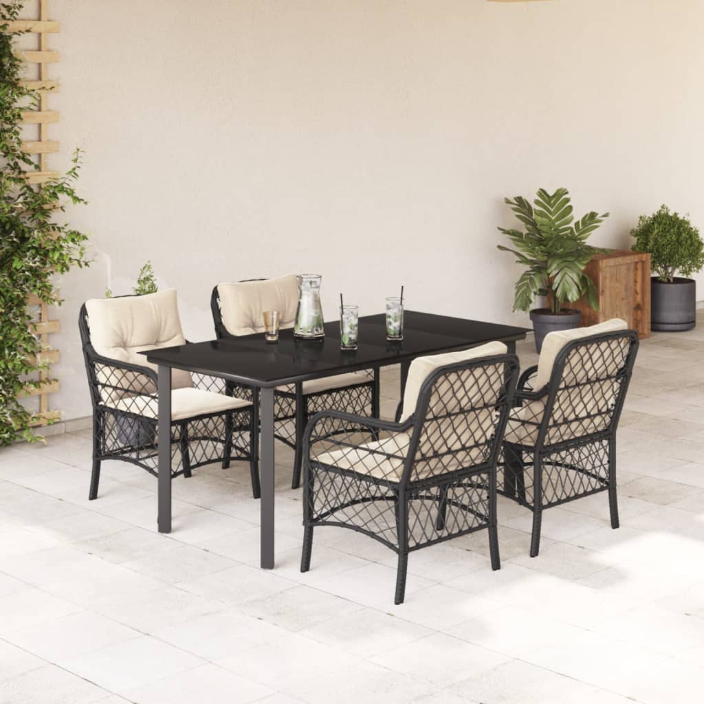 9-delige Tuinset poly rattan zwart