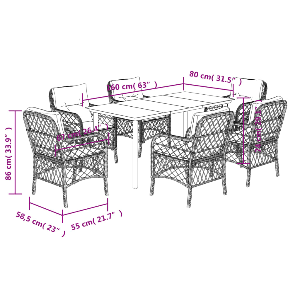 9-delige Tuinset poly rattan zwart