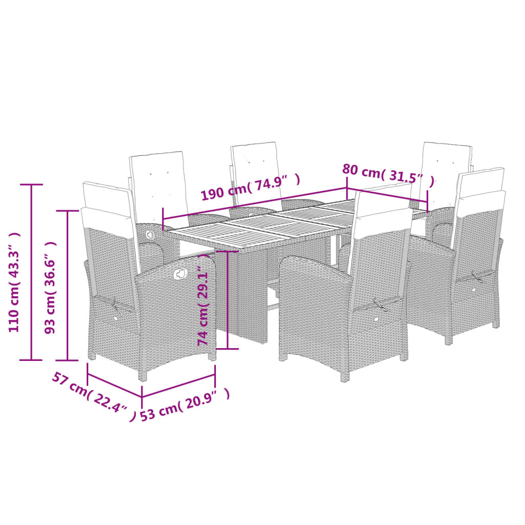 9-delige Tuinset poly rattan