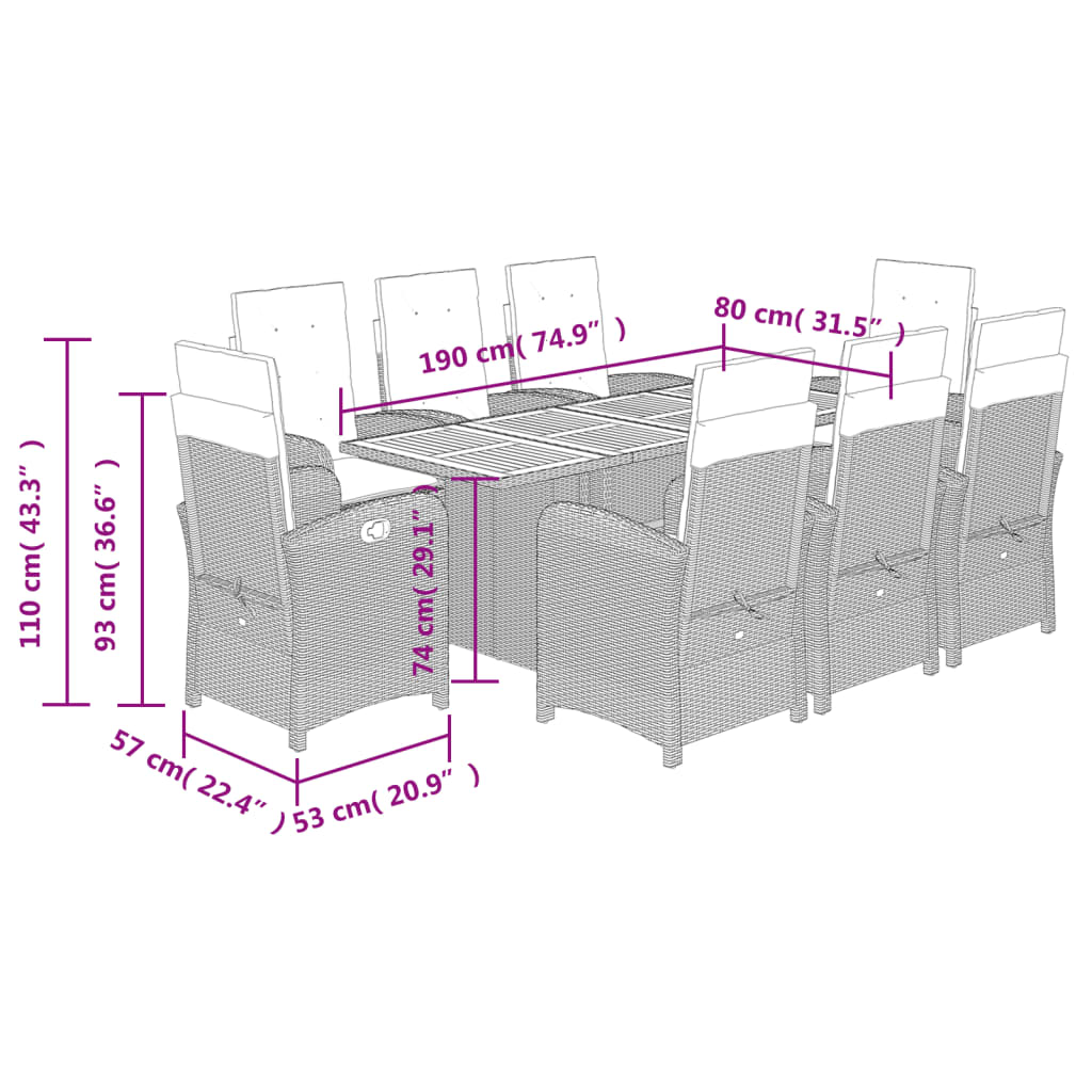 9-delige Tuinset poly rattan