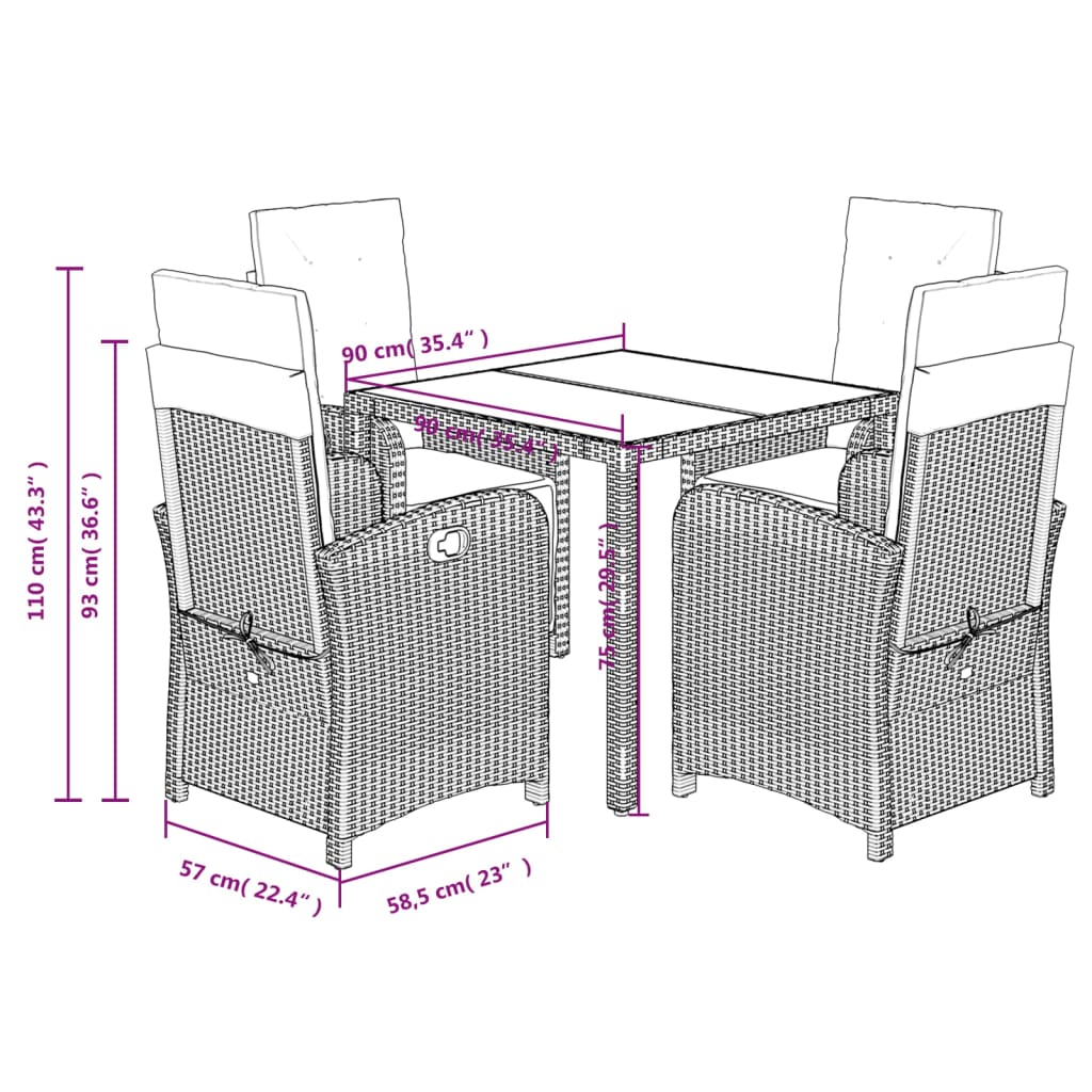 9-delige Tuinset poly rattan