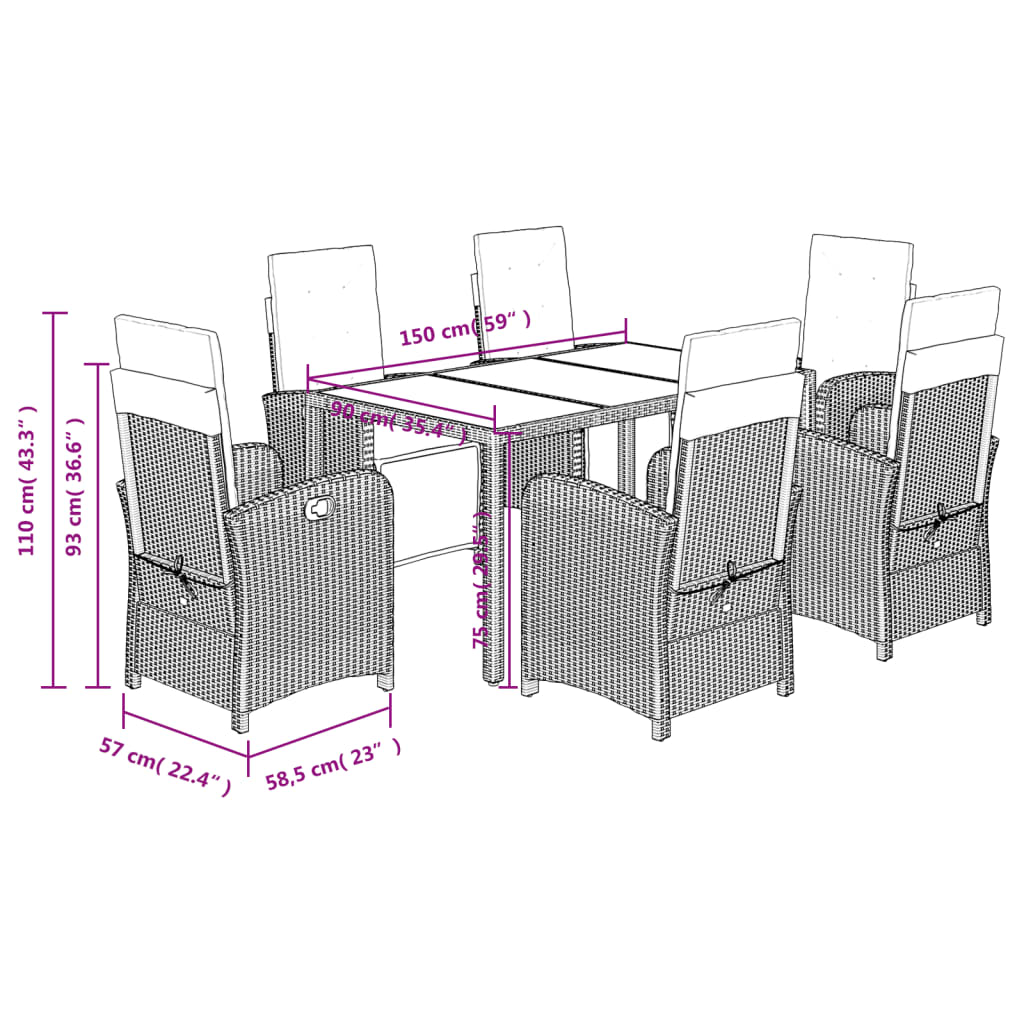 9-delige Tuinset poly rattan