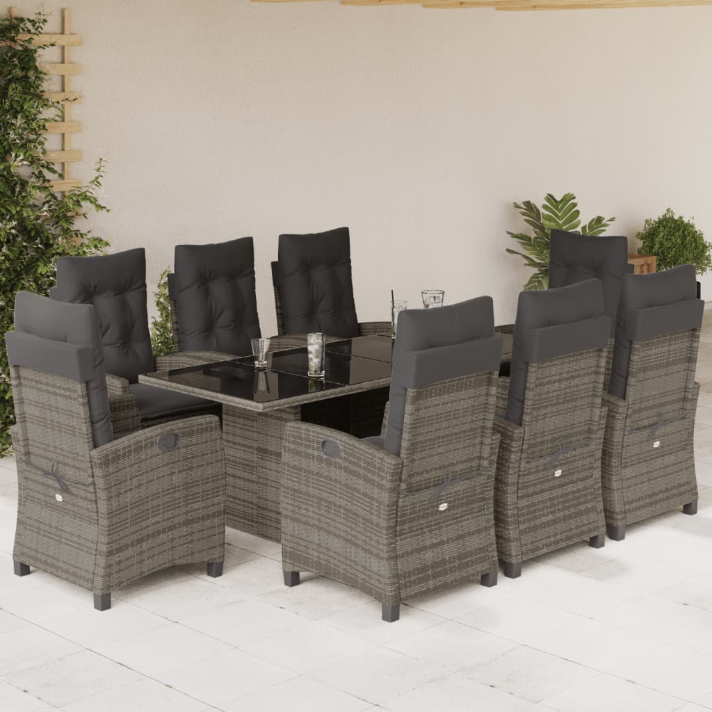 9-delige Tuinset met kussens poly rattan