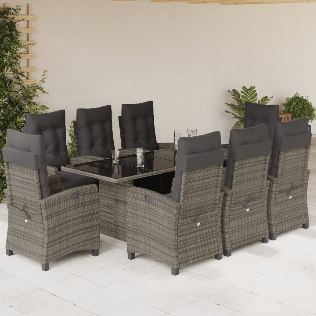 9-delige Tuinset met kussens poly rattan