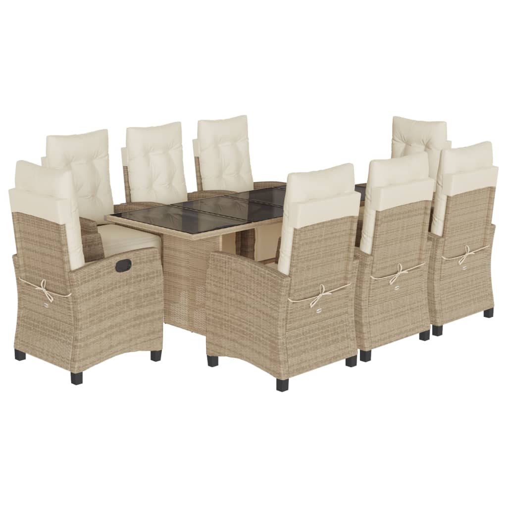 9-delige Tuinset met kussens poly rattan