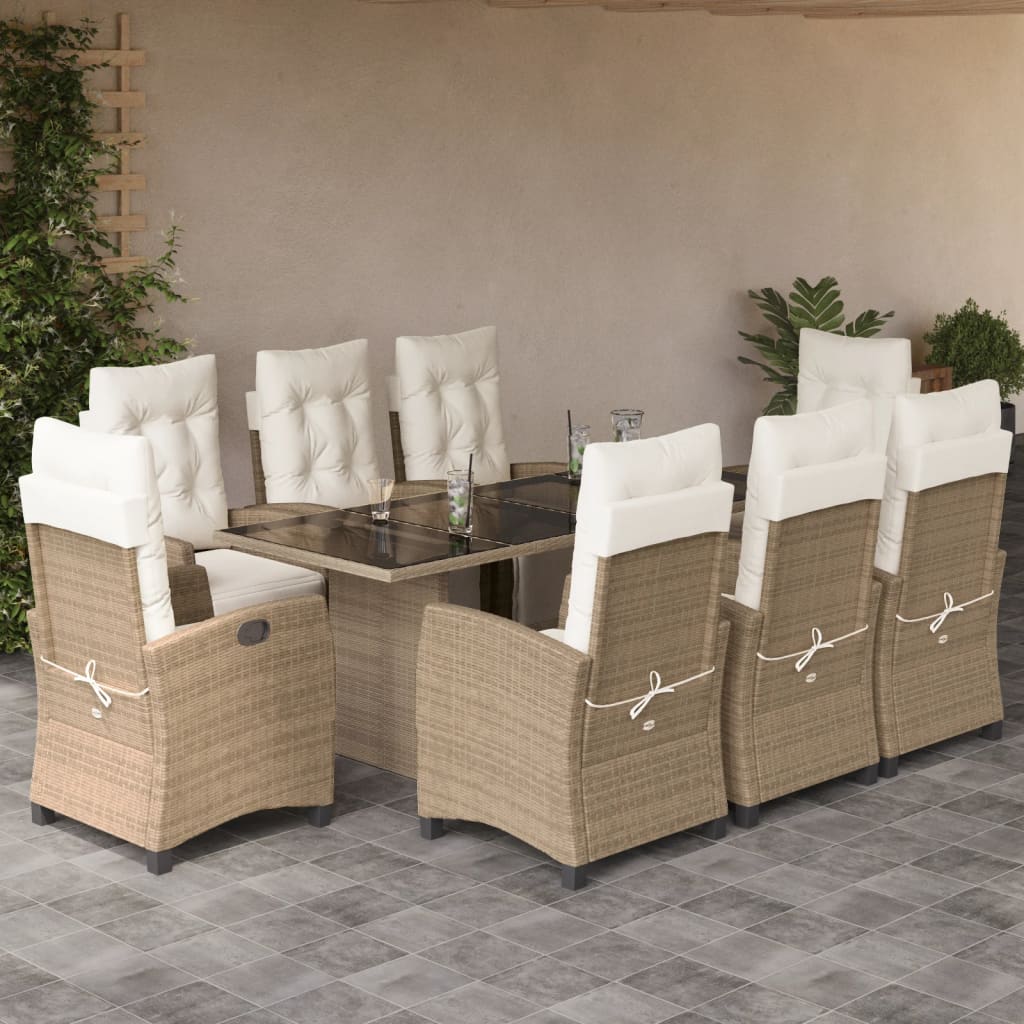 9-delige Tuinset met kussens poly rattan