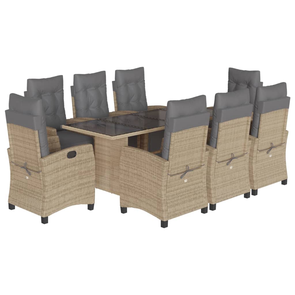 9-delige Tuinset met kussens poly rattan