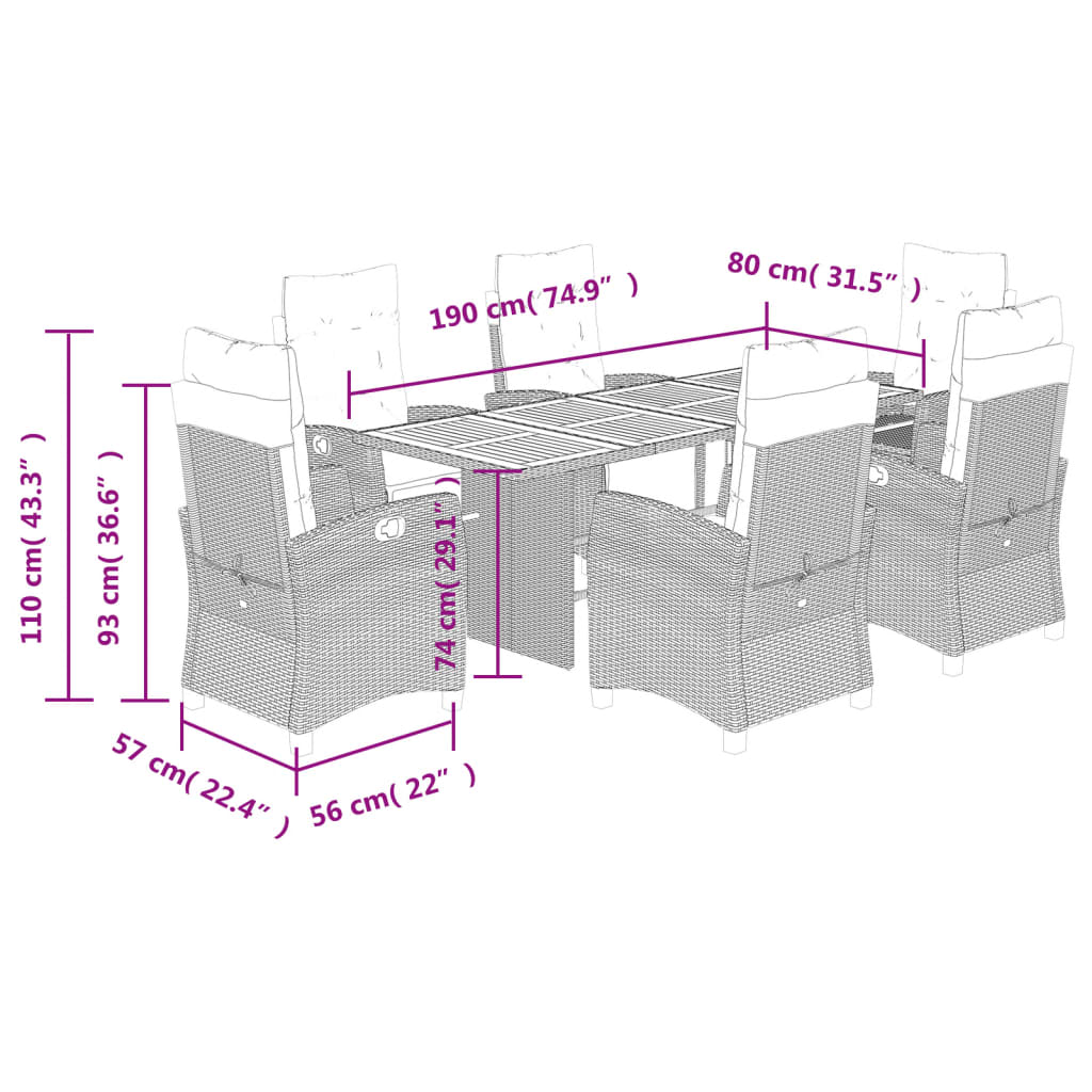 9-delige Tuinset met kussens poly rattan