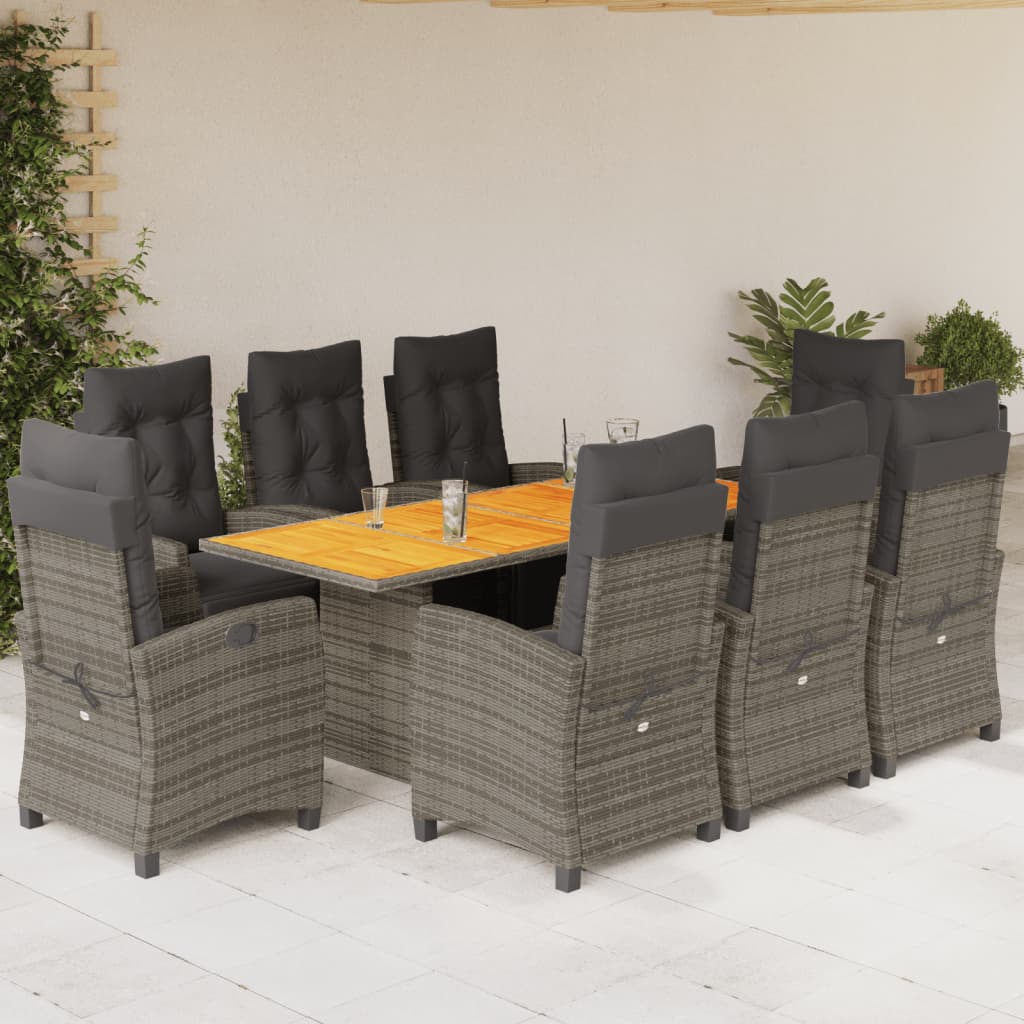 9-delige Tuinset met kussens poly rattan