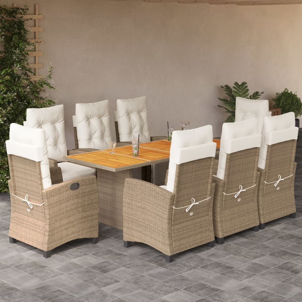 9-delige Tuinset met kussens poly rattan