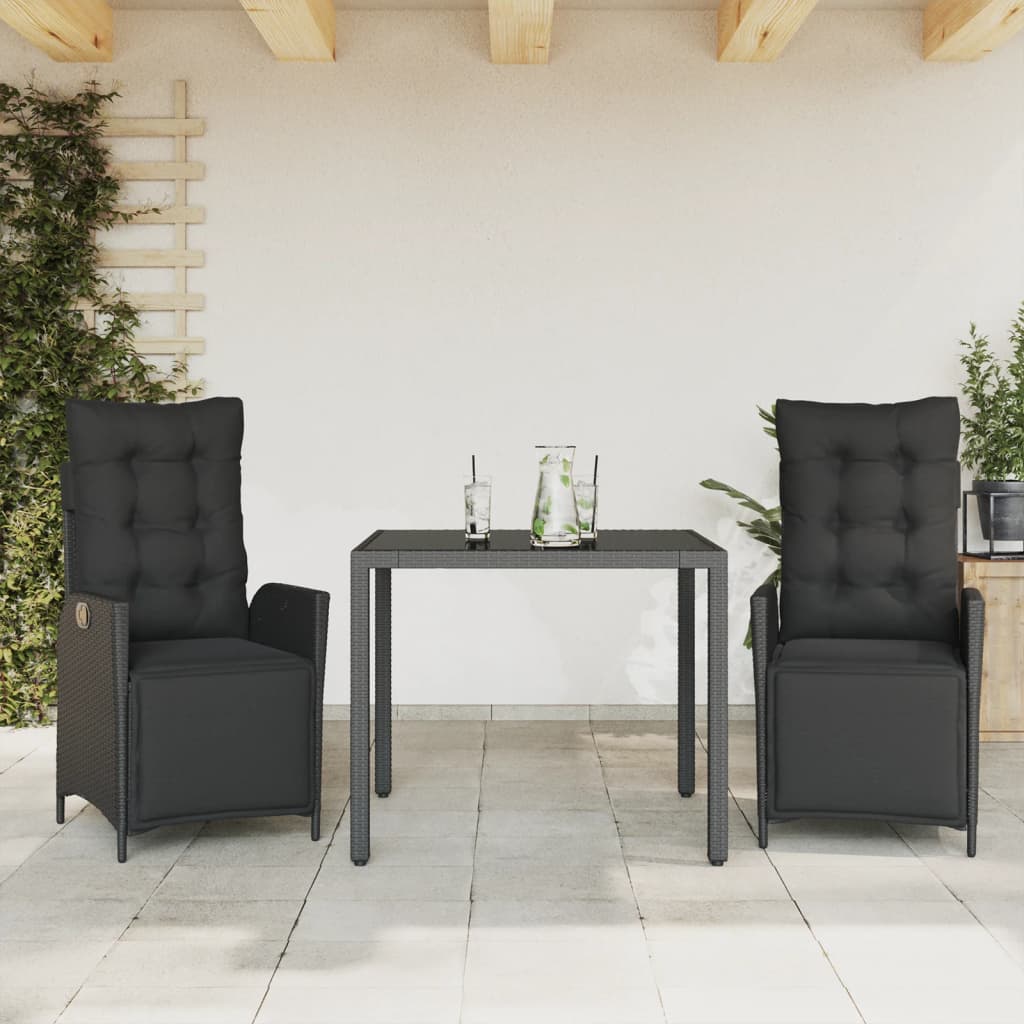 3-delige Tuinset met kussens poly rattan