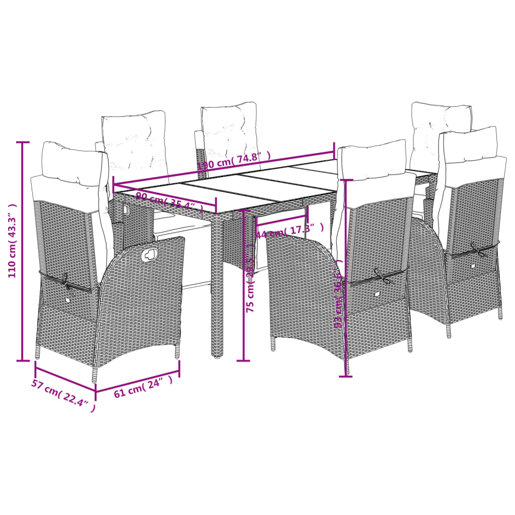 3-delige Tuinset met kussens poly rattan