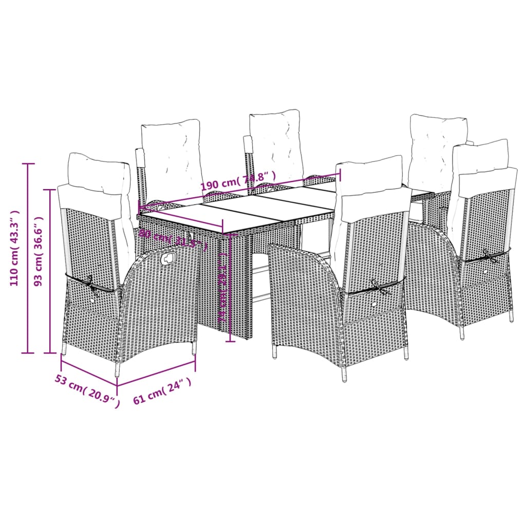 9-delige Tuinset poly rattan