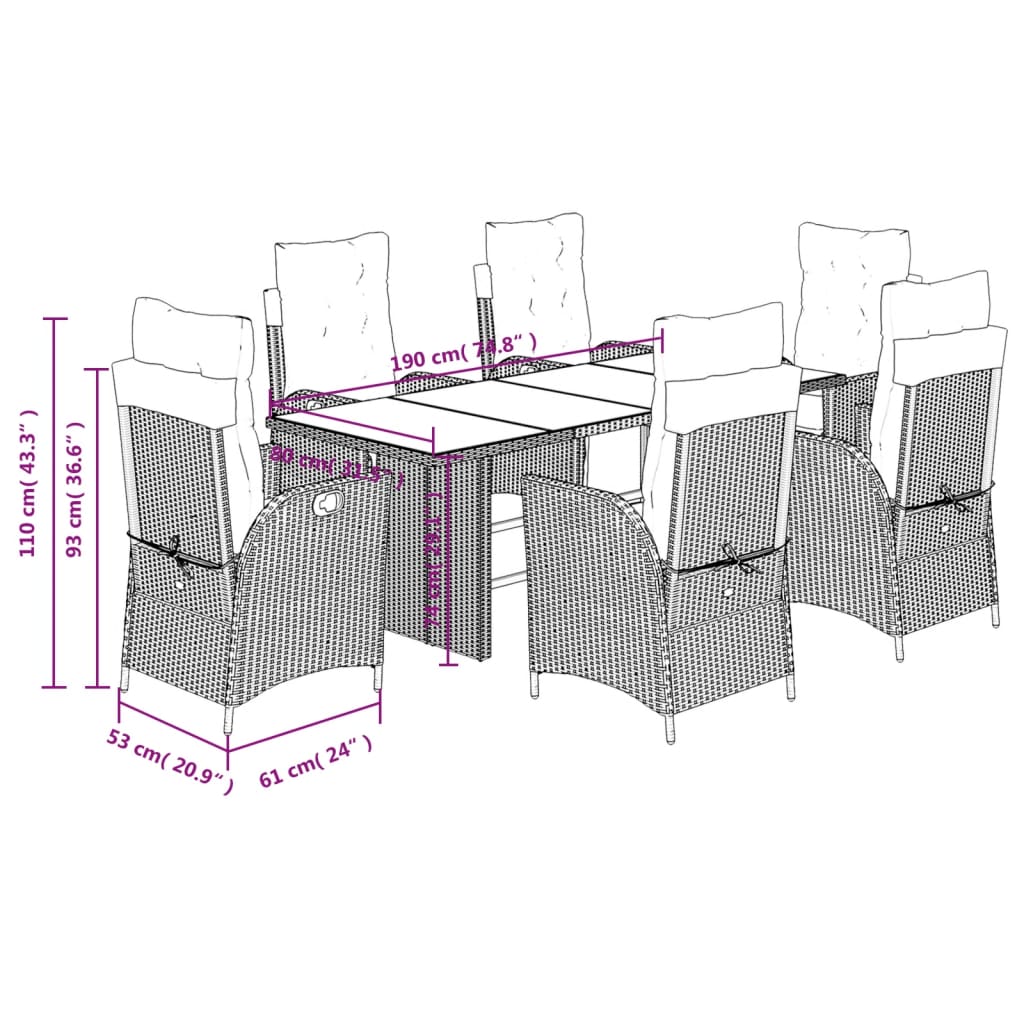 9-delige Tuinset poly rattan