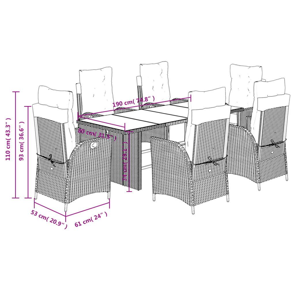 9-delige Tuinset poly rattan