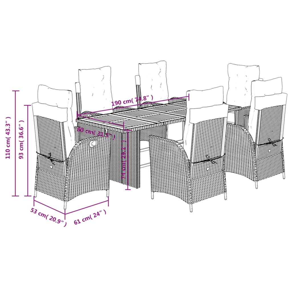 9-delige Tuinset poly rattan