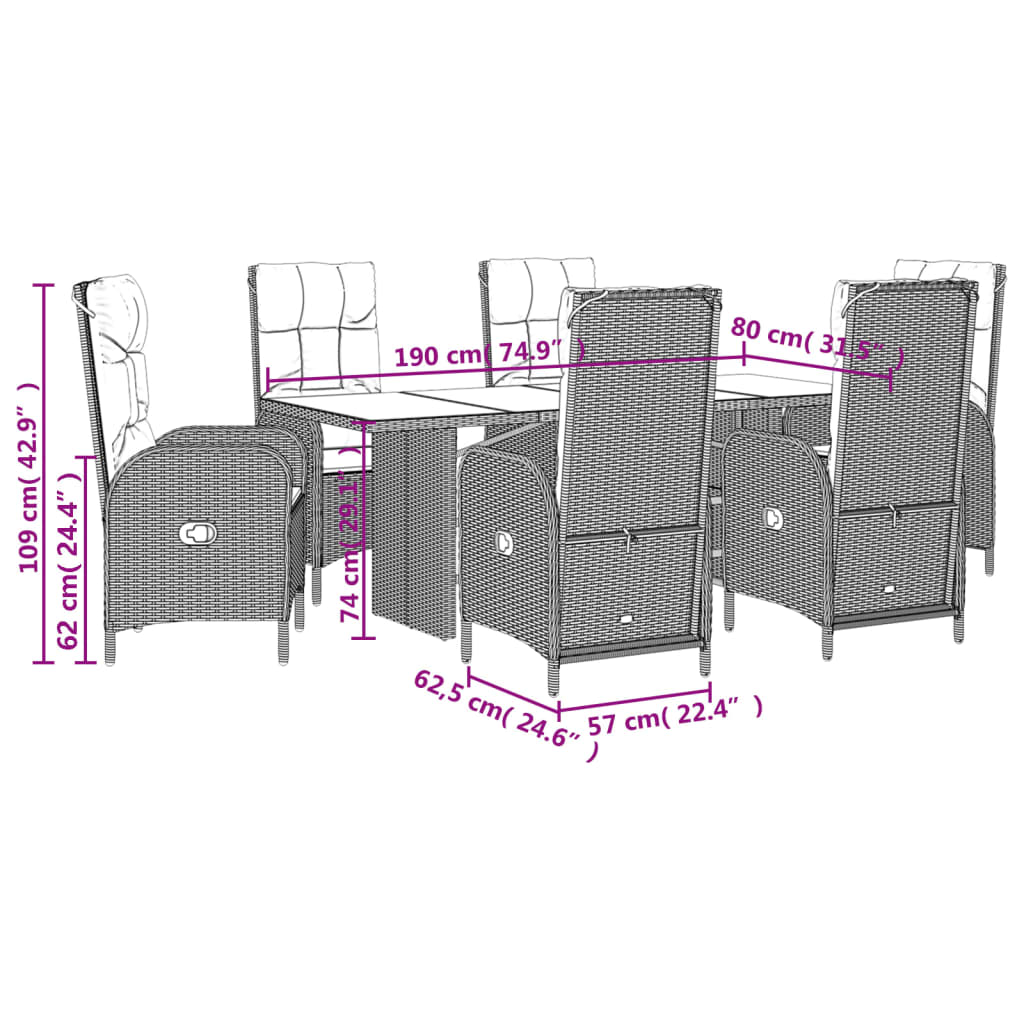 9-delige Tuinset poly rattan zwart